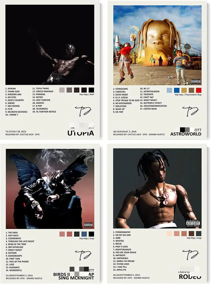 Travis Scott Autographed Album Art Set - Canvas Wall Decor 08x12inch