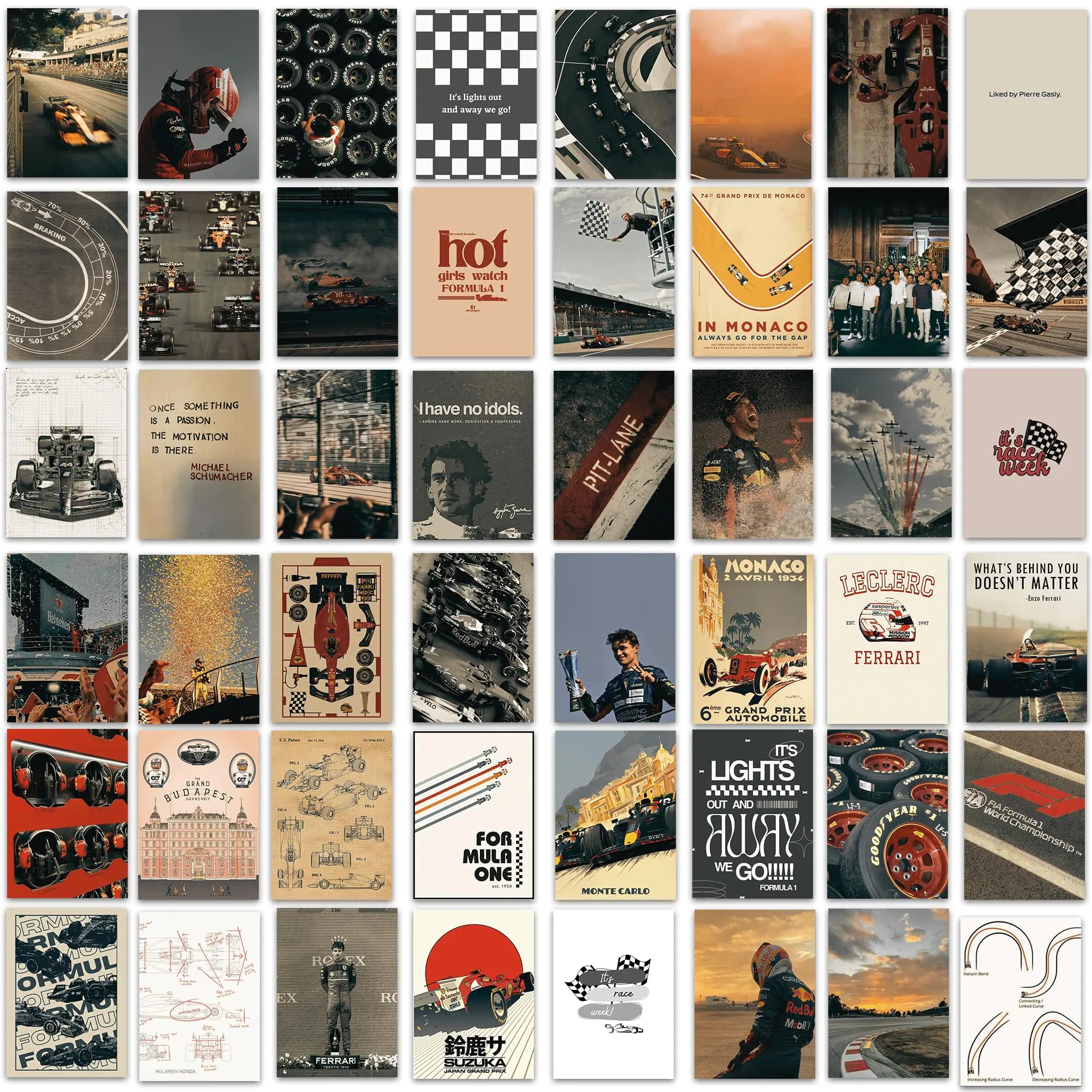 MERI HOME F1 Racing Collage Poster Kit - 48 Unframed Car Stickers